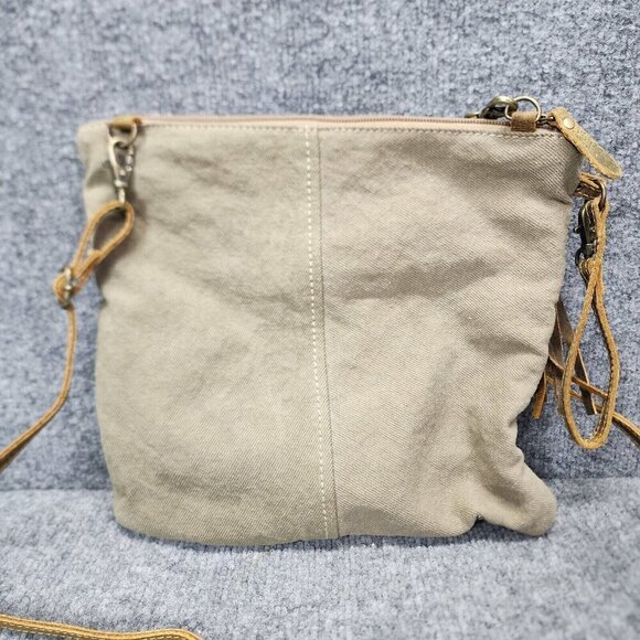 Myra Bag Contentment Small Crossbody Bag Upcycled Canvas Leather & Rug Western - Picture 9 of 14